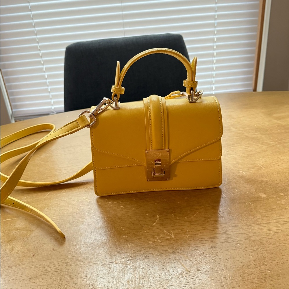 Yellow faux Leather Handbag